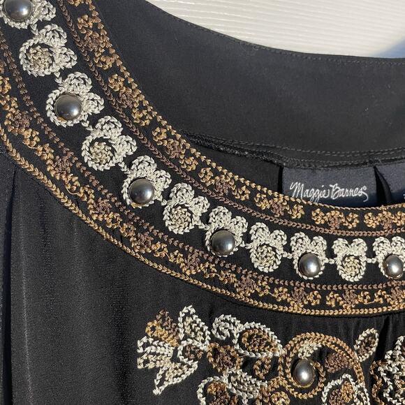 Maggie Barnes Shirt Women 2X 22/24 Black Sleeveless Embroidered Studded Tank Top - Picture 3 of 10